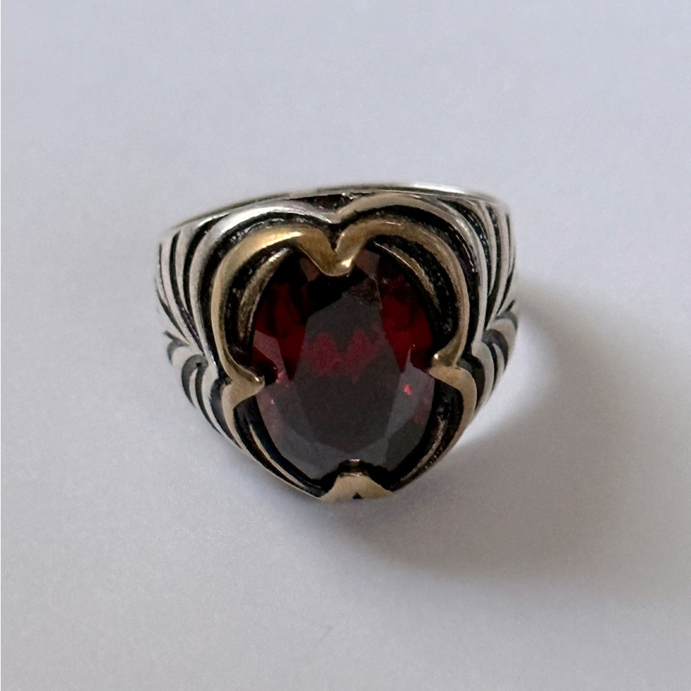 925 Silver stunning red ring size 9.25 unisex - Picture 7 of 7